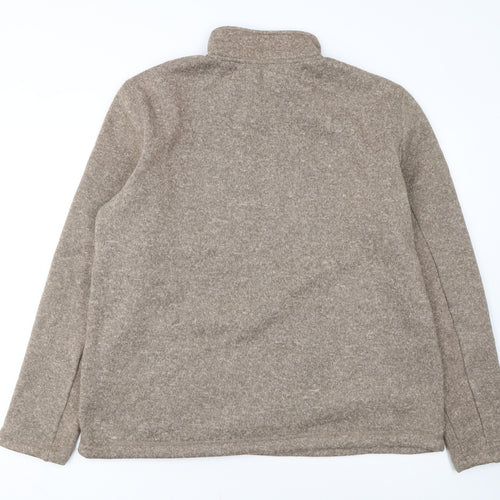 Lands' End Mens Beige Fleece 1/2 Zip Sweater Size L Regular Fit