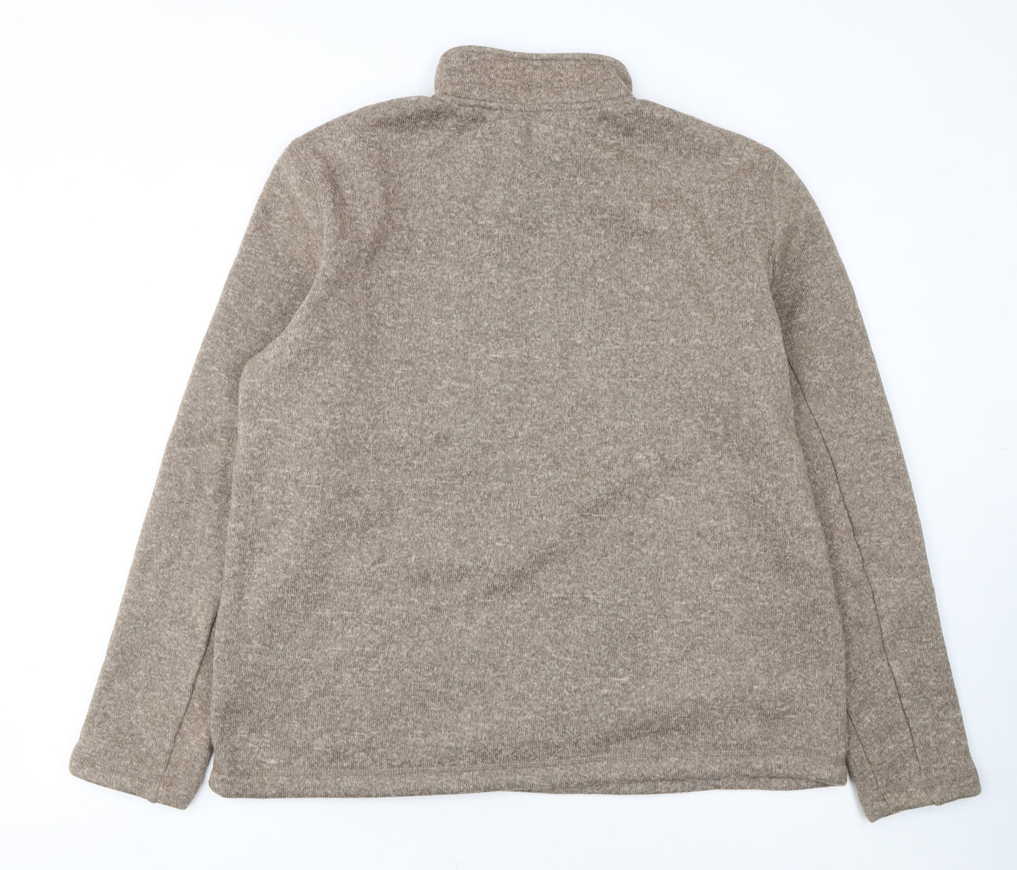 Lands' End Mens Beige Fleece 1/2 Zip Sweater Size L Regular Fit