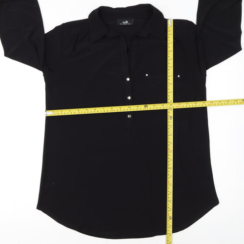 Wallis Women's Black Collared 3/4 Sleeve Blouse Size S