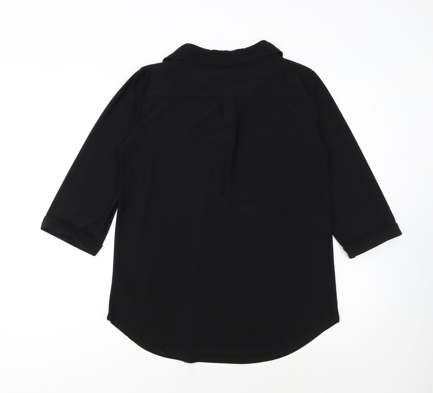 Wallis Women's Black Collared 3/4 Sleeve Blouse Size S