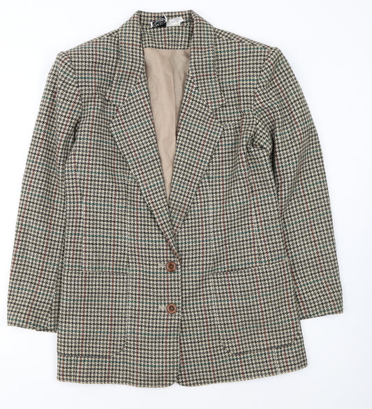 Modern Essentials Women's Multicoloured Houndstooth Wool Blazer Size 12