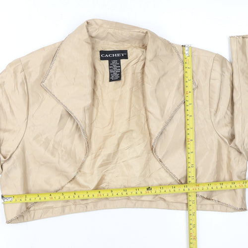 Cachet Womens Beige Cropped Suit Jacket Size 14 Formal Lined