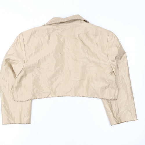 Cachet Womens Beige Cropped Suit Jacket Size 14 Formal Lined