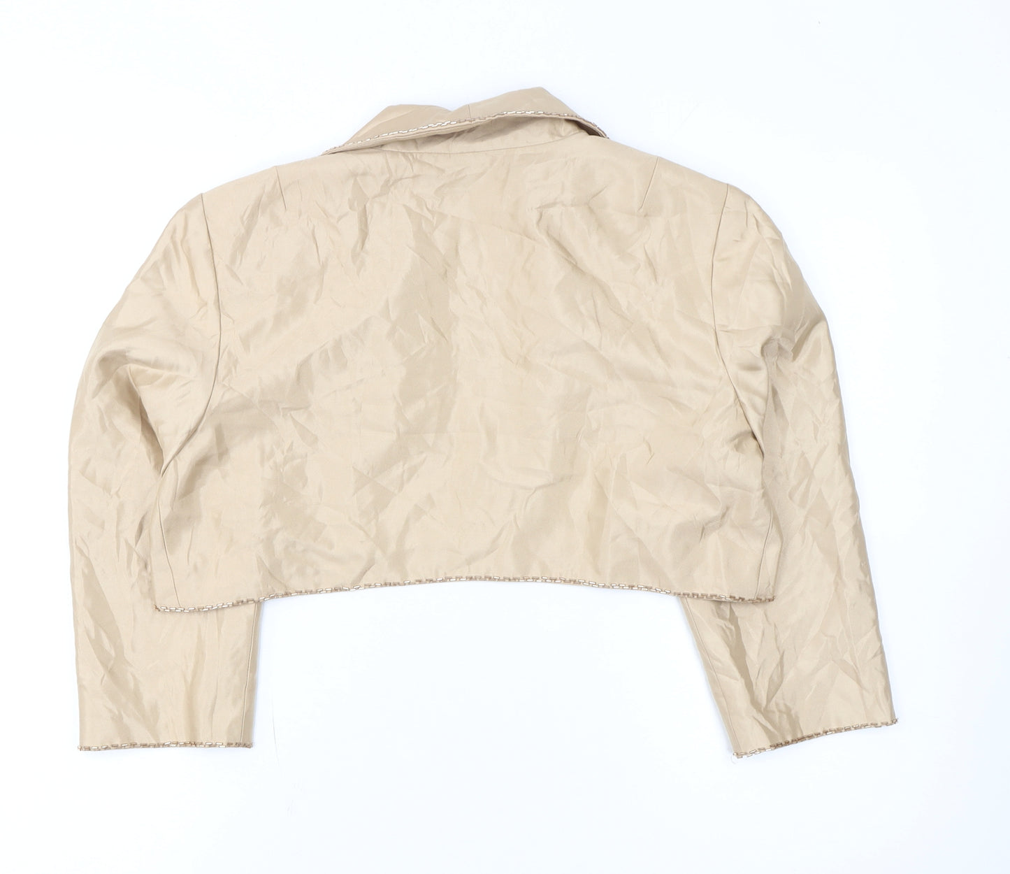 Cachet Womens Beige Cropped Suit Jacket Size 14 Formal Lined