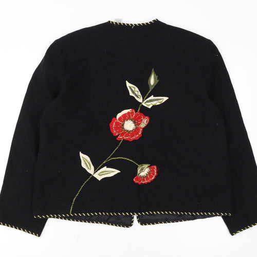 Draper's & Damon's Women's Black Floral Embroidered Cotton Jacket PL