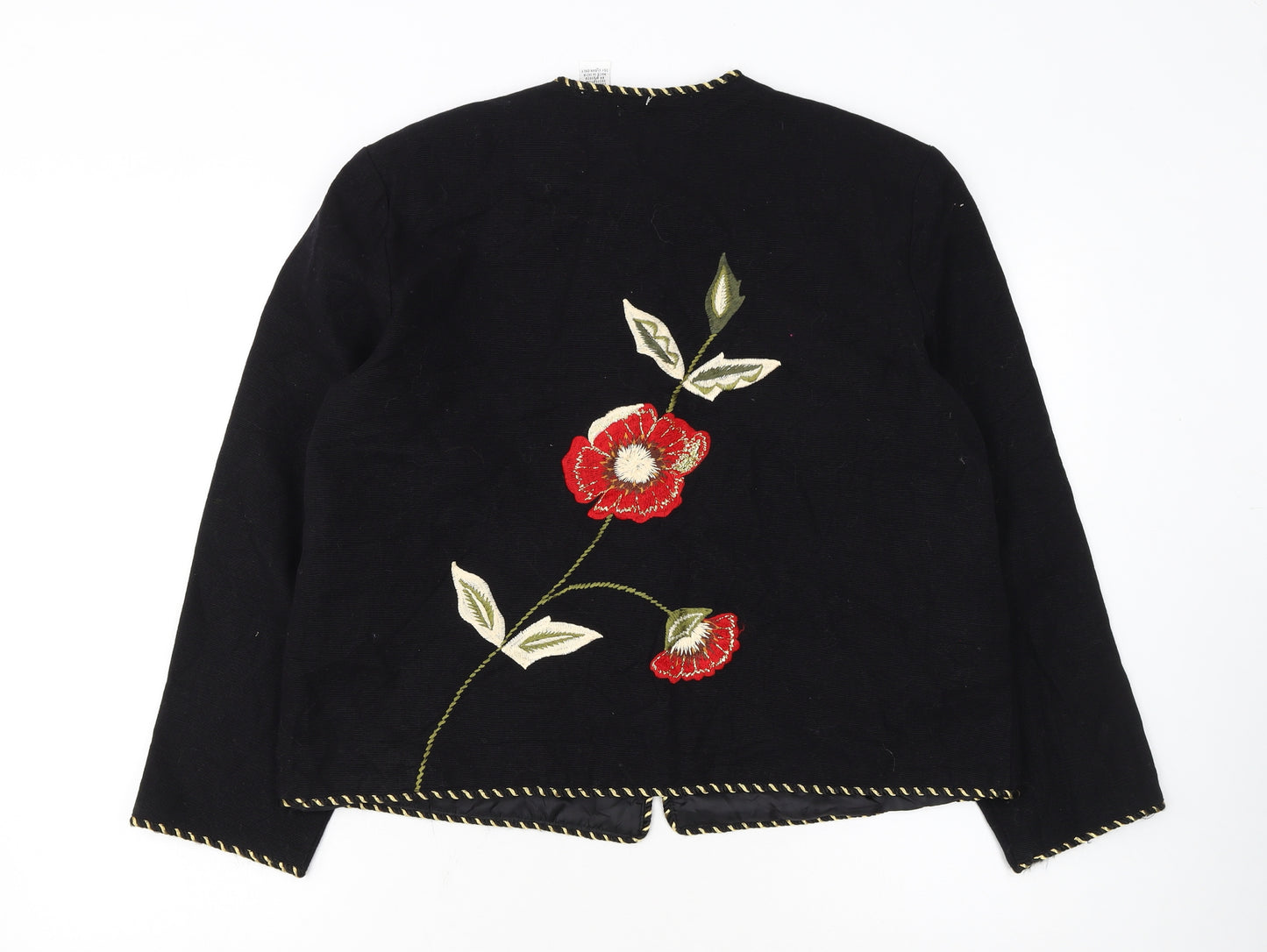 Draper's & Damon's Women's Black Floral Embroidered Cotton Jacket PL