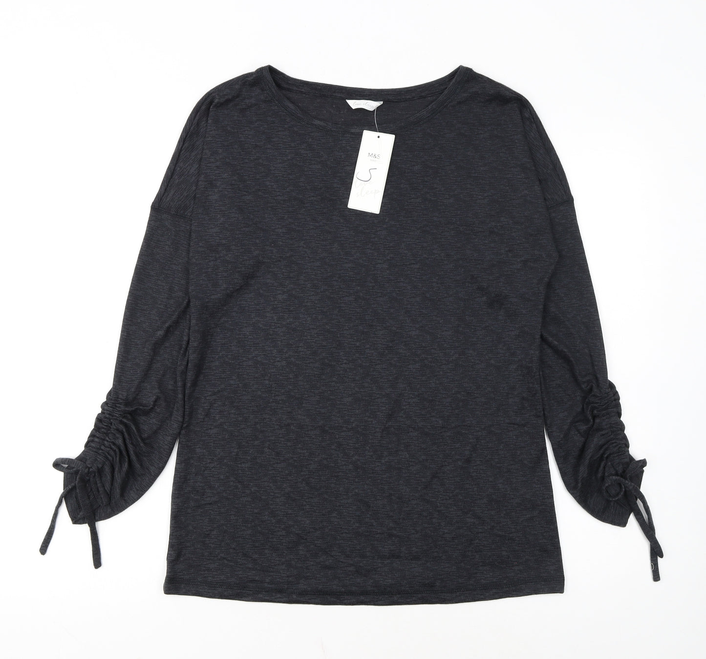 Marks and Spencer Women Grey Long Sleeve Jersey Pyjama Top Size 10