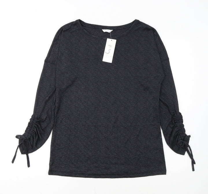 Marks and Spencer Women Grey Long Sleeve Jersey Pyjama Top Size 10