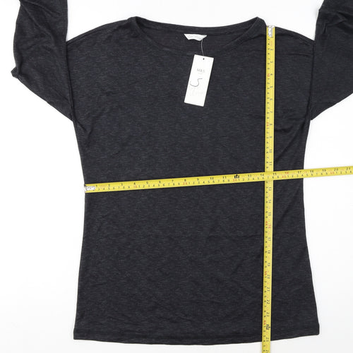 Marks and Spencer Women Grey Long Sleeve Jersey Pyjama Top Size 10