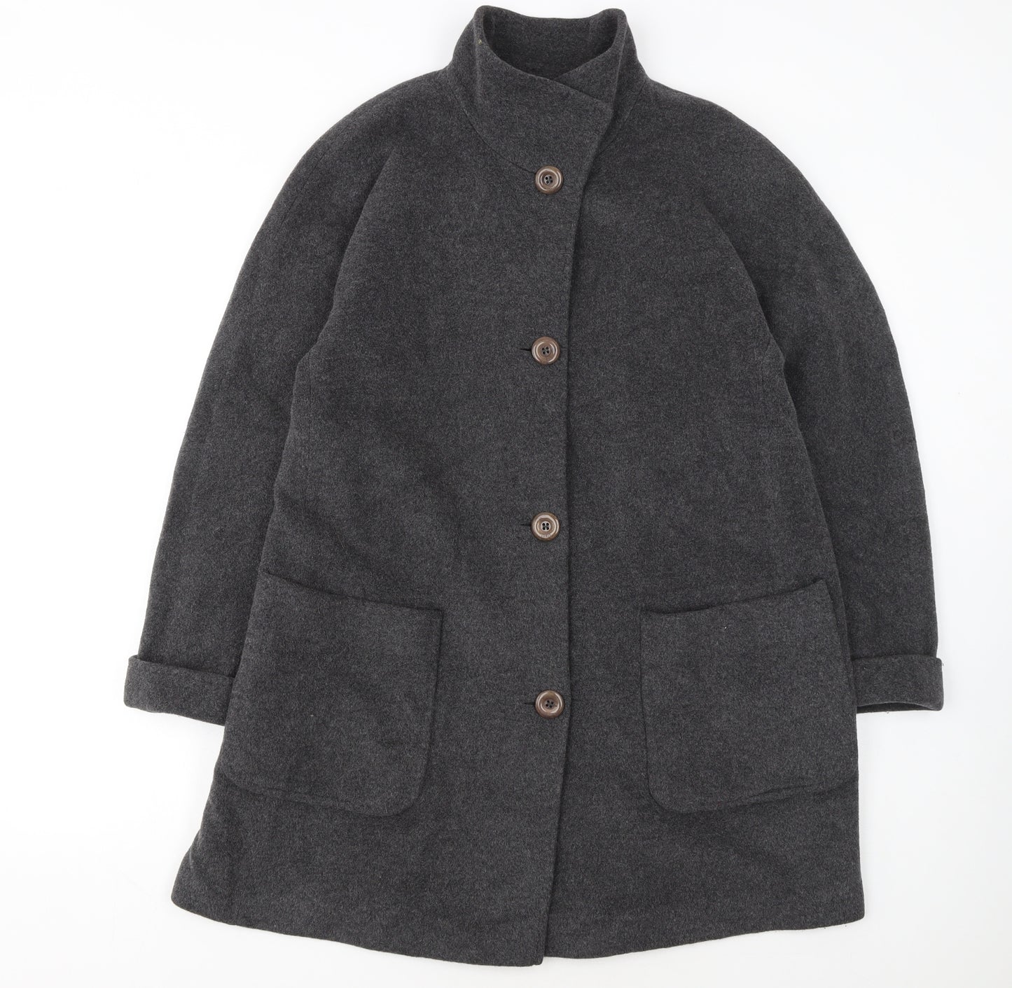 JOBIS Womens Grey Wool Mid-Length Overcoat Size 12