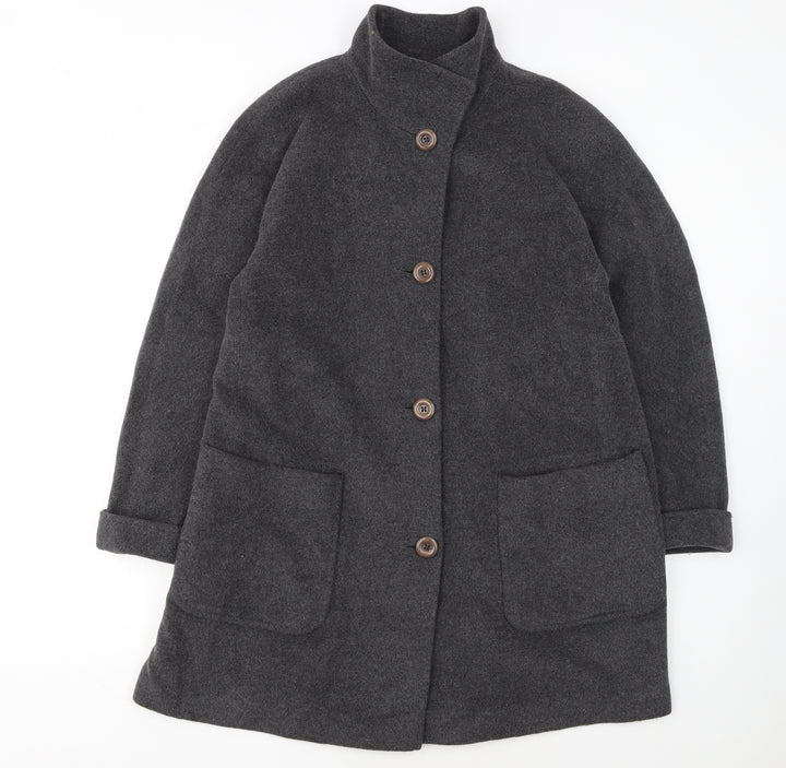 JOBIS Womens Grey Wool Mid-Length Overcoat Size 12