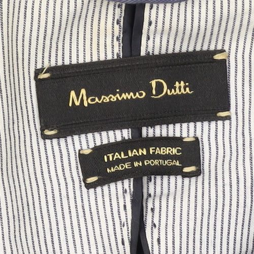 Massimo Dutti Women's Blue Cotton Blend Blazer Jacket Size 14