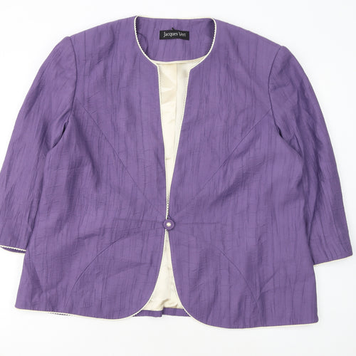 Jacques Vert Women Purple Tailored Suit Jacket UK 22 Lined Classic Fit