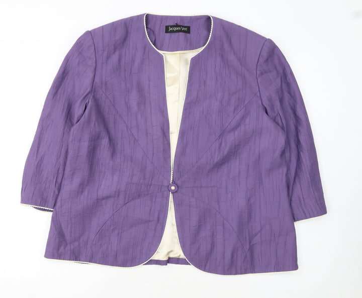 Jacques Vert Women Purple Tailored Suit Jacket UK 22 Lined Classic Fit