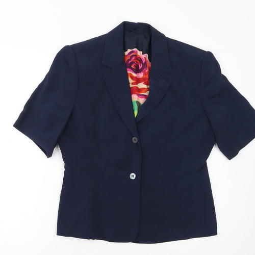 Country Casuals Women's Navy Short Sleeve Suit Jacket Size 14 Classic Fit