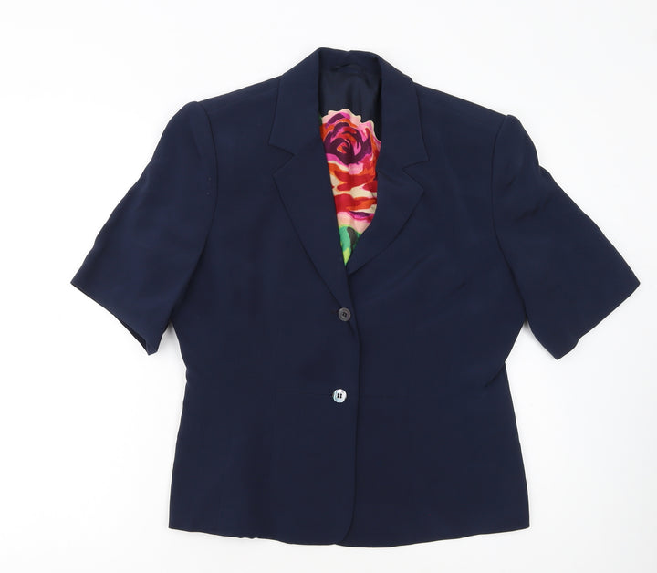 Country Casuals Women's Navy Short Sleeve Suit Jacket Size 14 Classic Fit