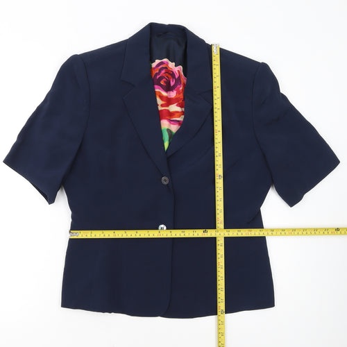 Country Casuals Women's Navy Short Sleeve Suit Jacket Size 14 Classic Fit