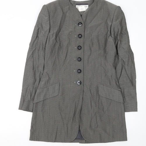 Jaeger Women's Grey Wool Blend Blazer UK 10 Classic Mid-Length