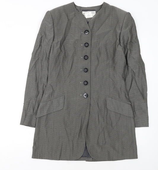 Jaeger Women's Grey Wool Blend Blazer UK 10 Classic Mid-Length
