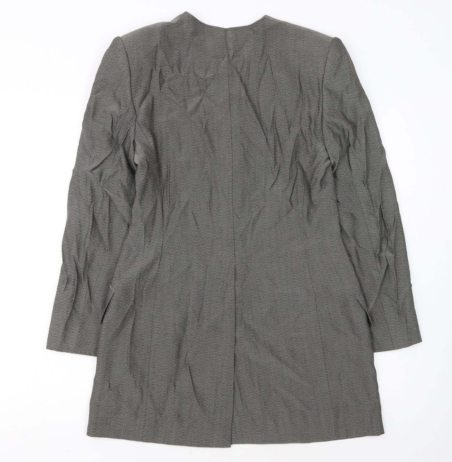 Jaeger Women's Grey Wool Blend Blazer UK 10 Classic Mid-Length
