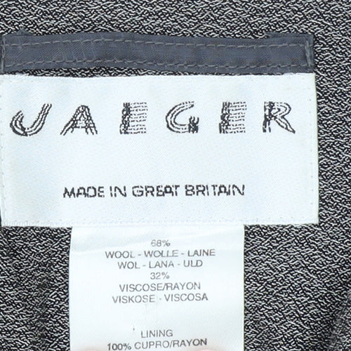 Jaeger Women's Grey Wool Blend Blazer UK 10 Classic Mid-Length