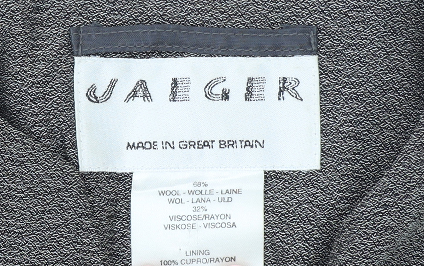 Jaeger Women's Grey Wool Blend Blazer UK 10 Classic Mid-Length