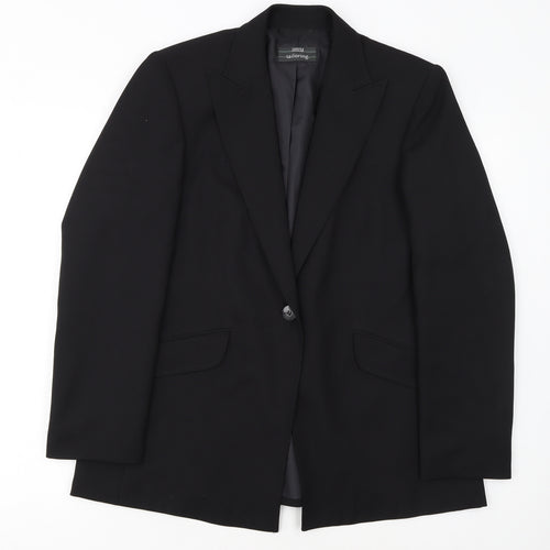 Marks and Spencer Black Tailored Blazer Women UK 14 Single Breasted Workwear Jacket