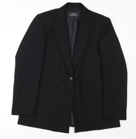 Marks and Spencer Black Tailored Blazer Women UK 14 Single Breasted Workwear Jacket