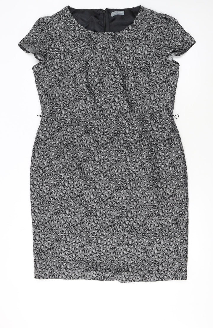 Marks and Spencer Women Grey Animal Print Sheath Dress Size 18