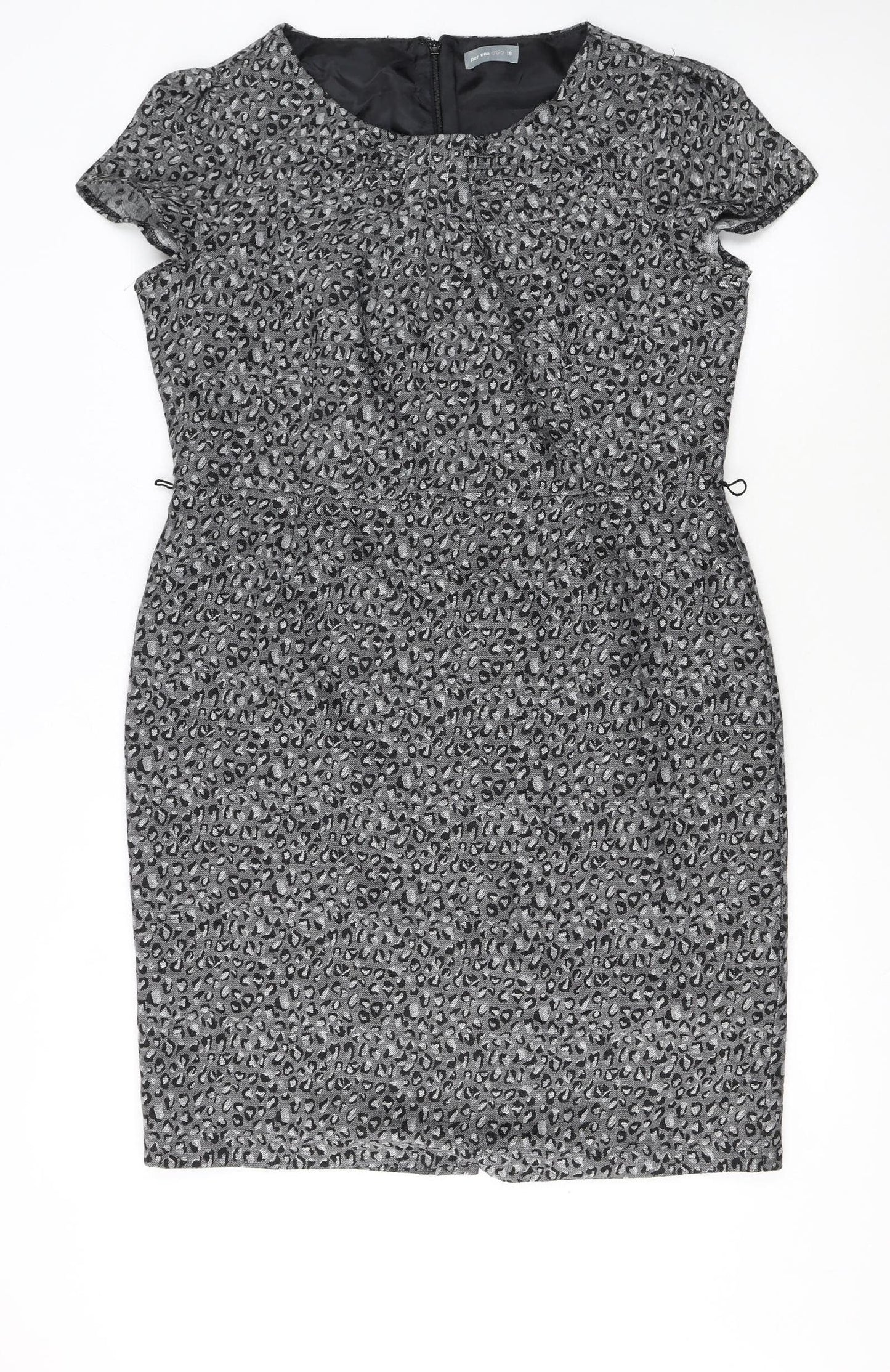 Marks and Spencer Women Grey Animal Print Sheath Dress Size 18