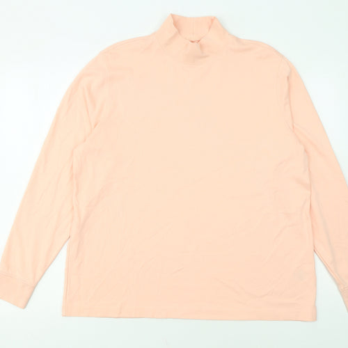 Lands' End Women's Pink Cotton Roll Neck Long Sleeve Top XL
