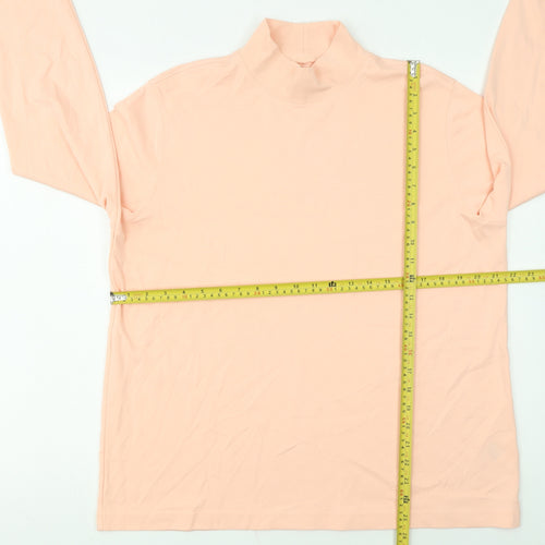 Lands' End Women's Pink Cotton Roll Neck Long Sleeve Top XL