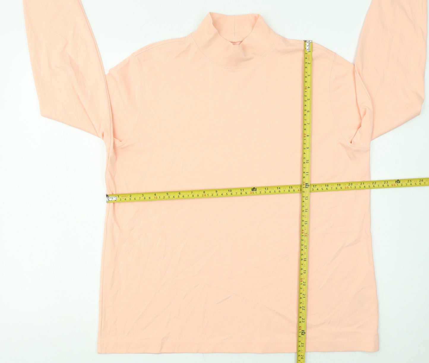 Lands' End Women's Pink Cotton Roll Neck Long Sleeve Top XL