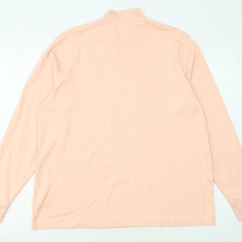 Lands' End Women's Pink Cotton Roll Neck Long Sleeve Top XL