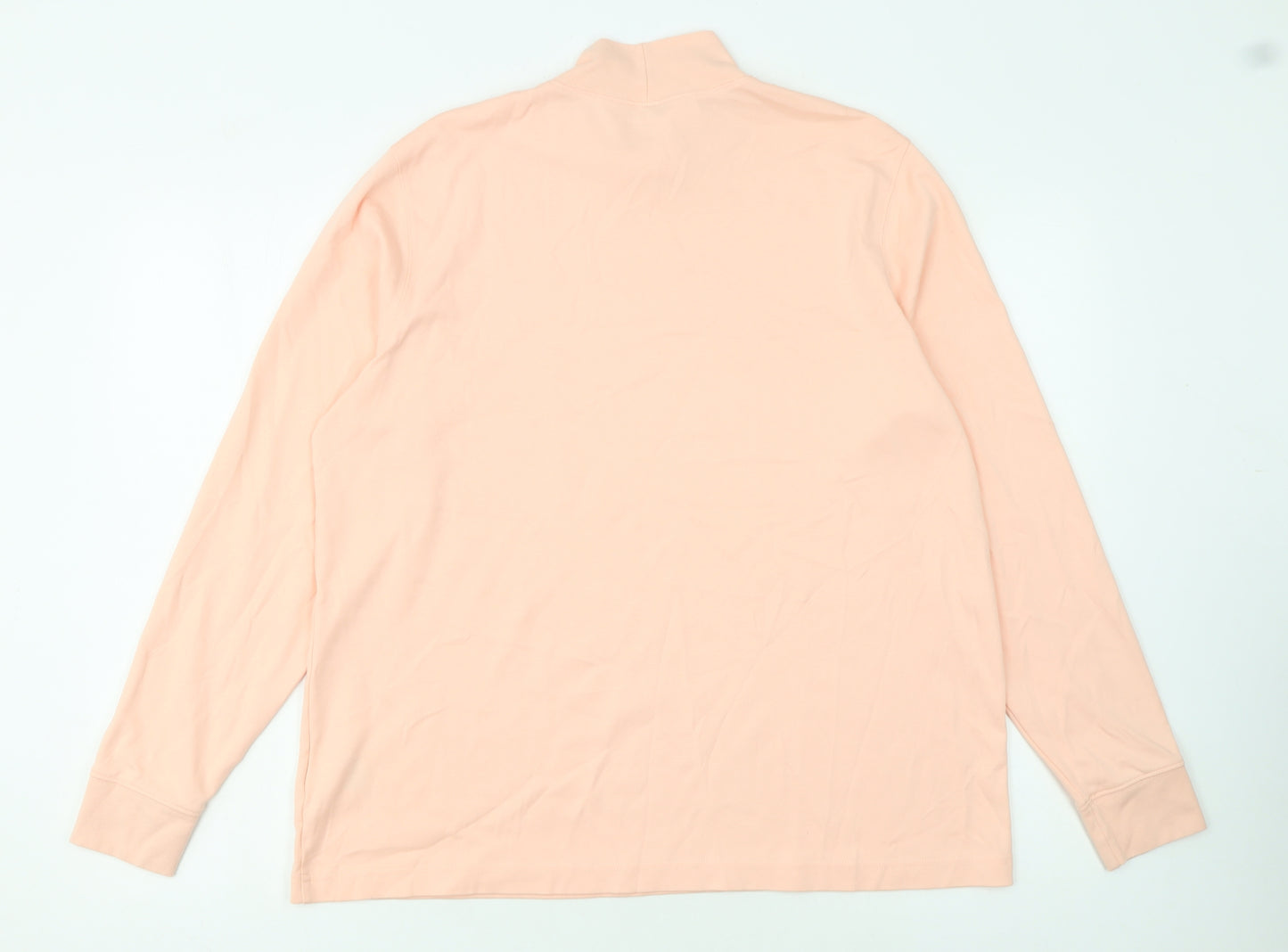 Lands' End Women's Pink Cotton Roll Neck Long Sleeve Top XL