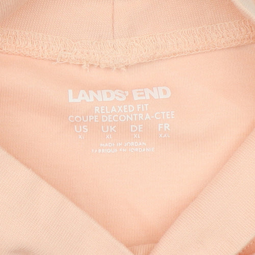Lands' End Women's Pink Cotton Roll Neck Long Sleeve Top XL