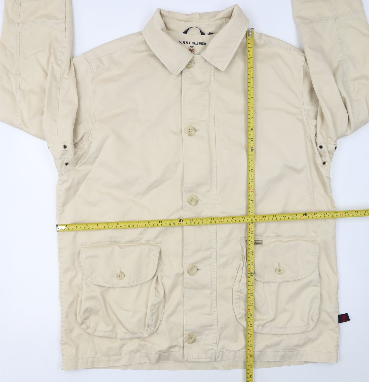 Tommy Hilfiger Men’s Beige 2XL Cotton Twill Button Jacket