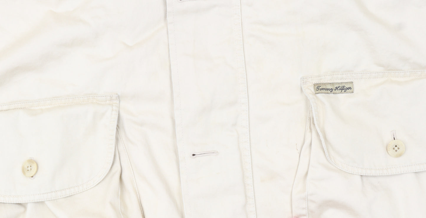 Tommy Hilfiger Men’s Beige 2XL Cotton Twill Button Jacket