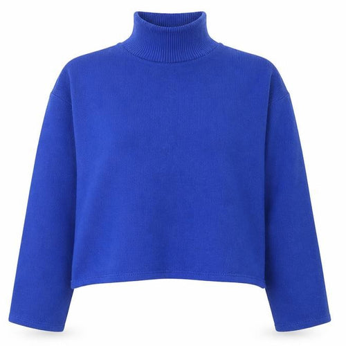 ZARA Women Blue Roll Neck Cotton Knit Jumper Size 8