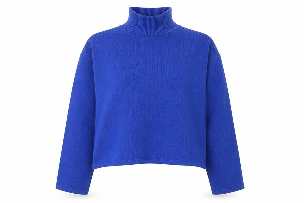 ZARA Women Blue Roll Neck Cotton Knit Jumper Size 8