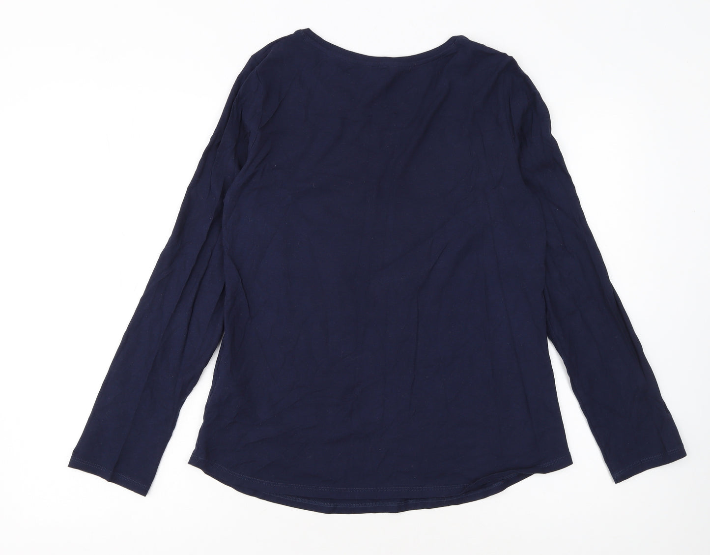 Reitmans Women’s Blue Long Sleeve Cotton Winter Print T-Shirt Size S