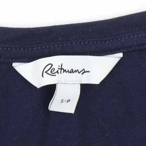 Reitmans Women’s Blue Long Sleeve Cotton Winter Print T-Shirt Size S