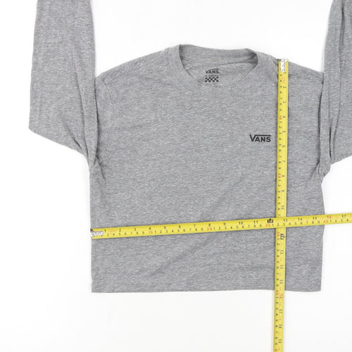 Vans Women’s Grey Cropped Long Sleeve Crew Neck T-Shirt XS