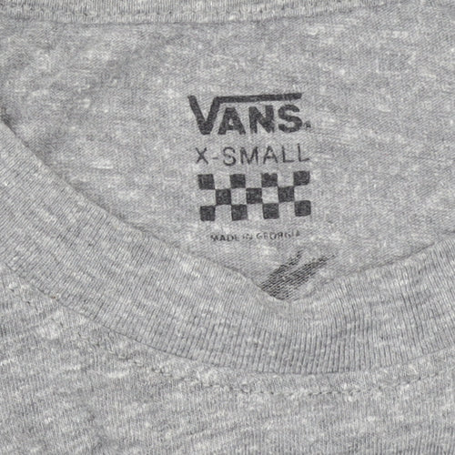 Vans Women’s Grey Cropped Long Sleeve Crew Neck T-Shirt XS