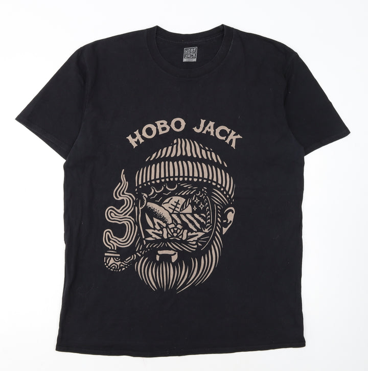 Hobo Jack Men's Black Large Graphic Print T-Shirt