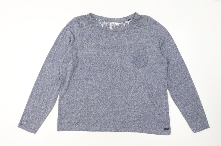 Superdry Womens Blue Lace Shoulder Long Sleeve Jersey T-Shirt XL