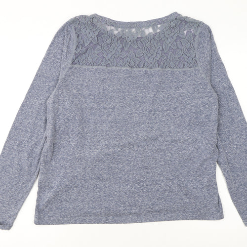 Superdry Womens Blue Lace Shoulder Long Sleeve Jersey T-Shirt XL
