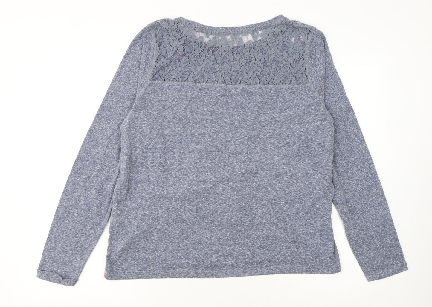 Superdry Womens Blue Lace Shoulder Long Sleeve Jersey T-Shirt XL