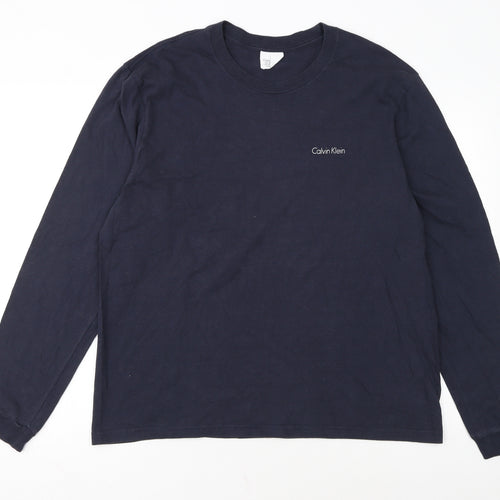 Calvin Klein Men's Navy Long Sleeve Crew Neck Cotton T-Shirt Size L