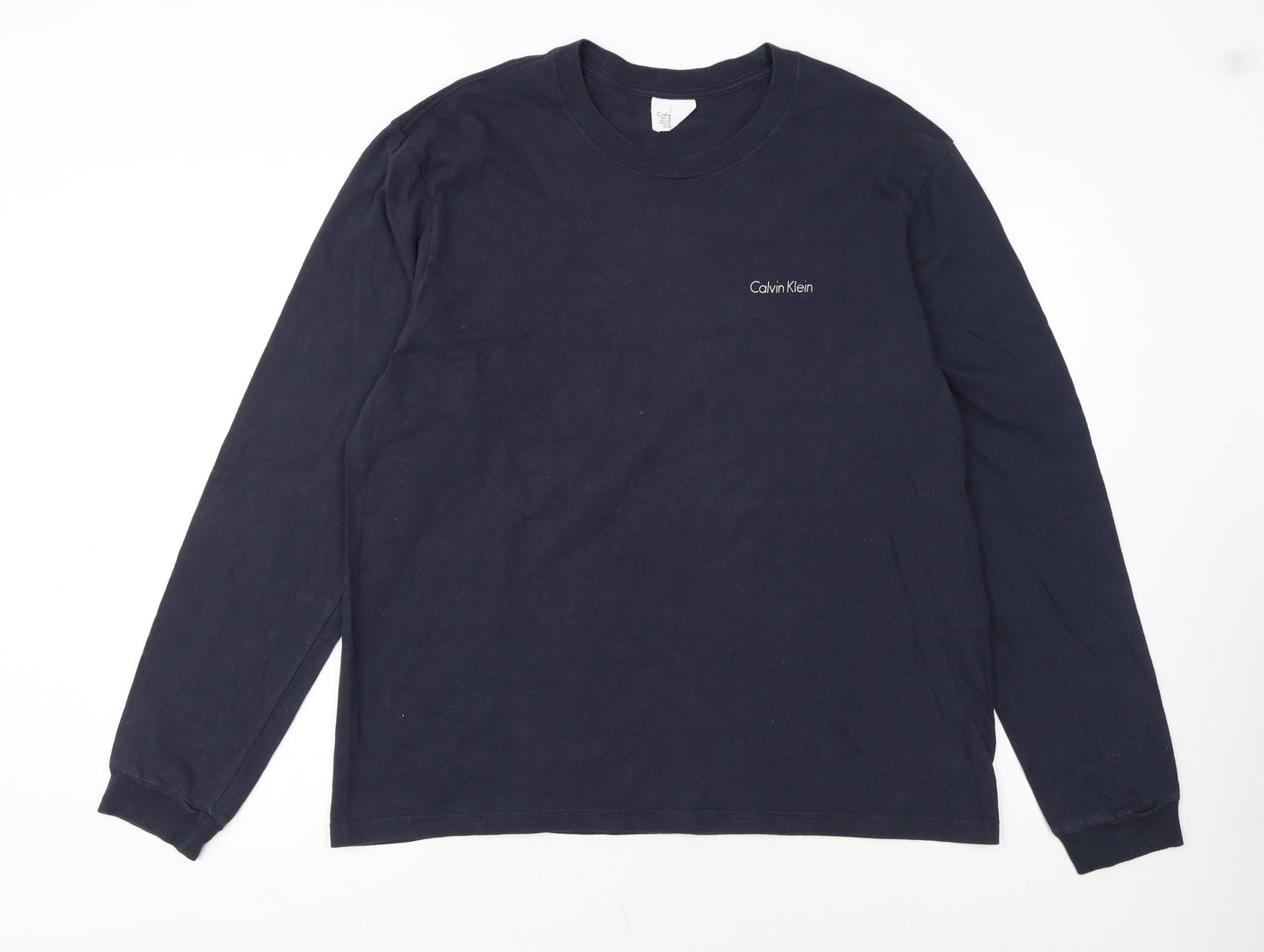Calvin Klein Men's Navy Long Sleeve Crew Neck Cotton T-Shirt Size L